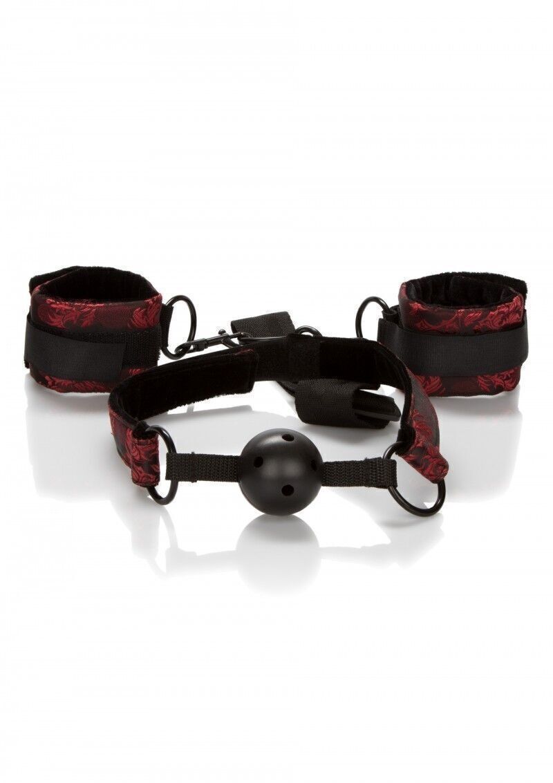 Bavaglio Ball Gag traspirante con polsini 1 Bavaglio Ball Gag traspirante con polsini